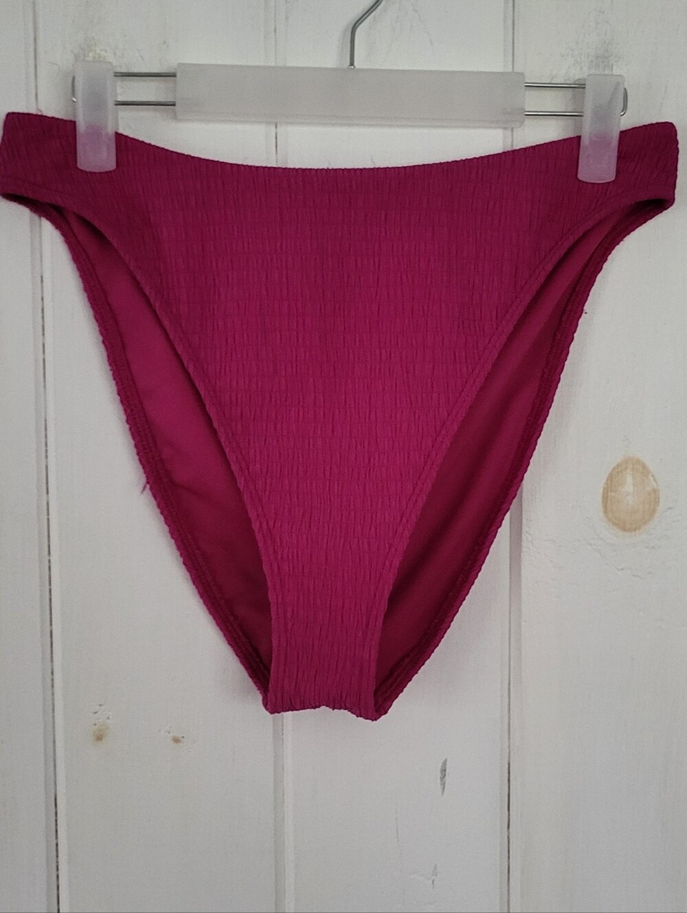 Abercrombie & Fitch Textured High Waist Magenta Bikini Swim Bottom